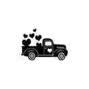 Vinyl Wall Art Decal - Valentines Truck Hearts -- Modern Fun Inspirational Lovely Valentine's Design Sticker For Home Couples Bedroom Living Room Office School Coffee Shop Decor 1