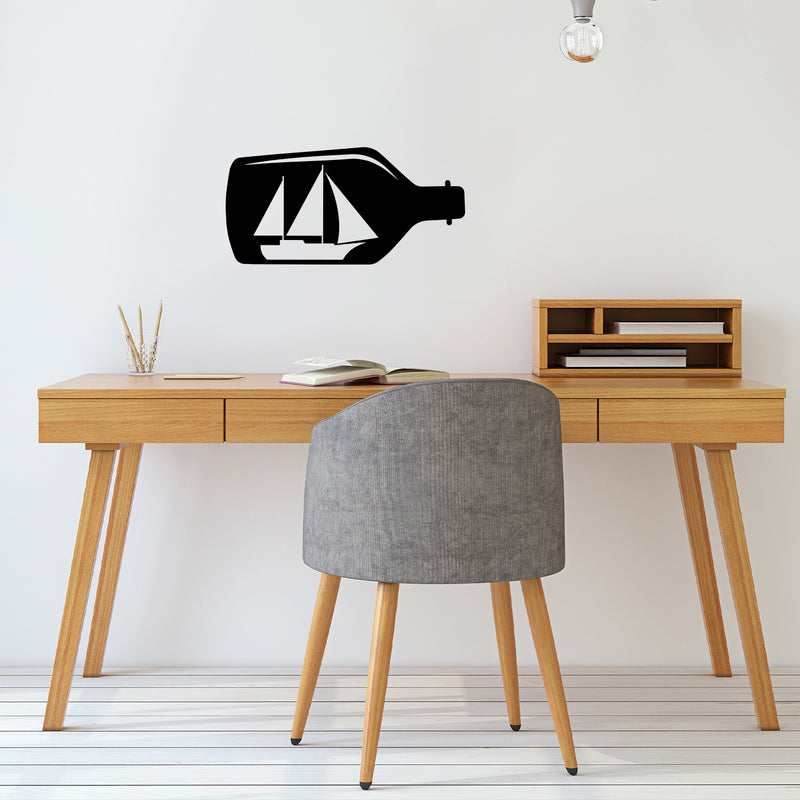 Vinyl Wall Art Decal - Boat In A Bottle - Trendy Fun Minimalist Design Quote Sticker For Home Bedroom Closet Living Room School Classroom Office Coffee Shop Decor 3