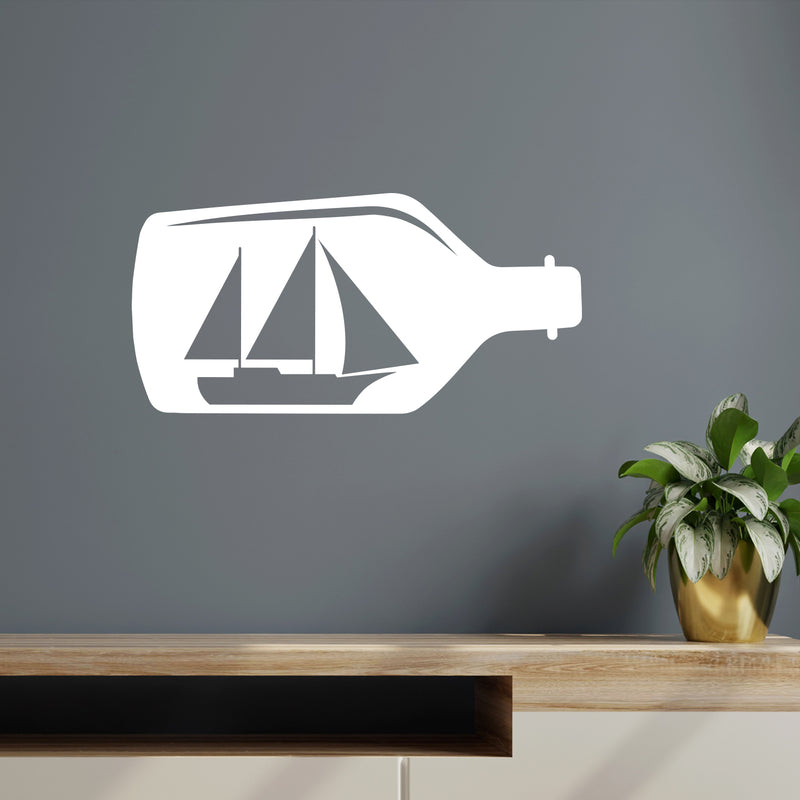 Vinyl Wall Art Decal - Boat In A Bottle - 7" x 14" - Trendy Fun Minimalist Design Quote Sticker For Home Bedroom Closet Living Room School Classroom Office Coffee Shop Decor 2