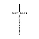 Vinyl Wall Art Decal - Never Ending Love John 3:16 - 23. Modern Inspirational Spiritual Figure Sticker For Home Office Church Window Living Room Bedroom Decor 1