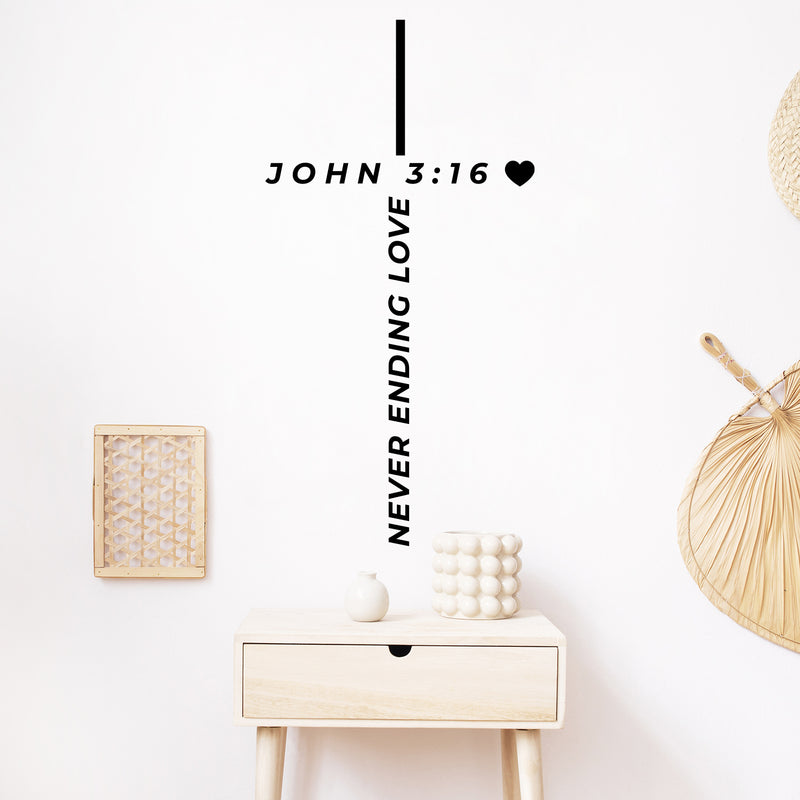 Vinyl Wall Art Decal - Never Ending Love John 3:16 - 23. Modern Inspirational Spiritual Figure Sticker For Home Office Church Window Living Room Bedroom Decor 2