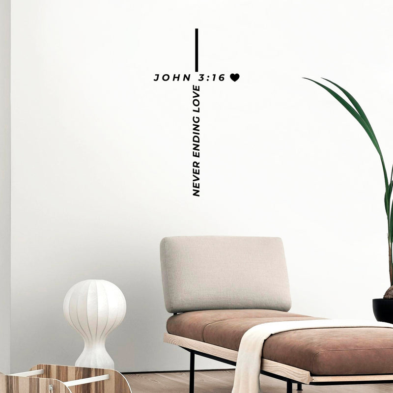Vinyl Wall Art Decal - Never Ending Love John 3:16 - 23. Modern Inspirational Spiritual Figure Sticker For Home Office Church Window Living Room Bedroom Decor 3