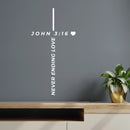Vinyl Wall Art Decal - Never Ending Love John 3:16 - 23.5" x 12" - Modern Inspirational Spiritual Bible Verse Sticker For Home Bedroom Closet Living Room Church Decor 2