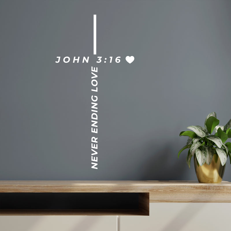 Vinyl Wall Art Decal - Never Ending Love John 3:16 - 23.5" x 12" - Modern Inspirational Spiritual Bible Verse Sticker For Home Bedroom Closet Living Room Church Decor 2