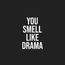 Vinyl Wall Art Decal - You Smell Like Drama - 25" x 16" - Trendy Funny Sarcastic Adult Girls Joke Quote Sticker For Home Bedroom Closet Office Boutique Beauty Saloon Storefront Humor Decor 1