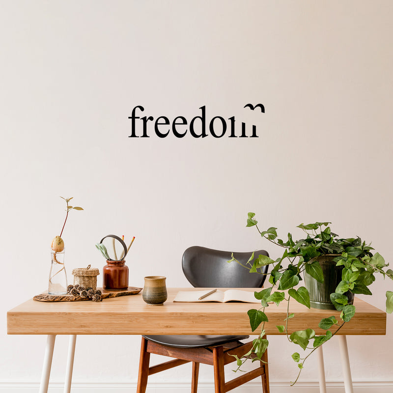 Vinyl Wall Art Decal - Freedom - Modern Inspirational Good Vibes Quote Bird Silhouette Design Sticker For Home Office Bedroom Closet Living Room Decor 2