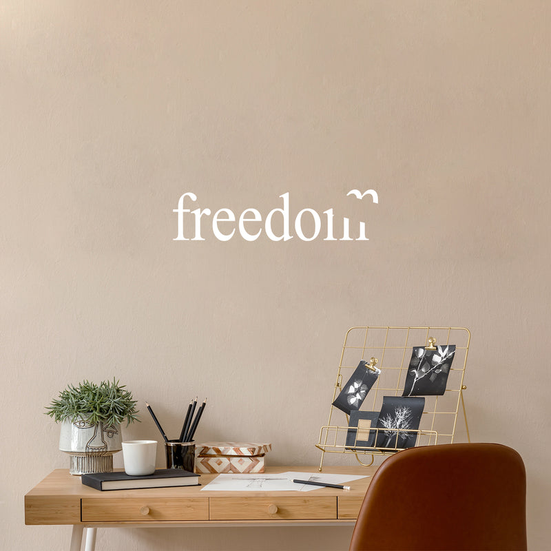 Vinyl Wall Art Decal - Freedom - 5" x 20" - Modern Inspirational Fun Good Vibes Quote Bird Silhouette Design Sticker For Home Bedroom Closet Living Room Office Coffee Shop Decor 3