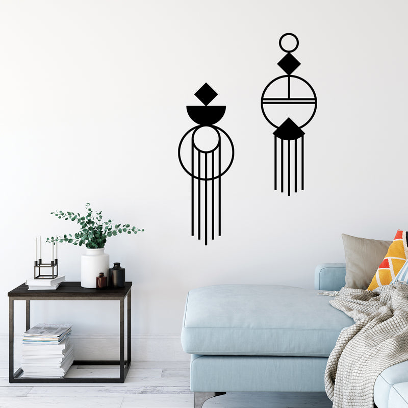 Vinyl Wall Art Decal - Geometric Abstract - 28" x 10" - Modern Minimal Figure Geometric Sticker For Home Office Bedroom Living Room Window Coffee Shop Decor 2