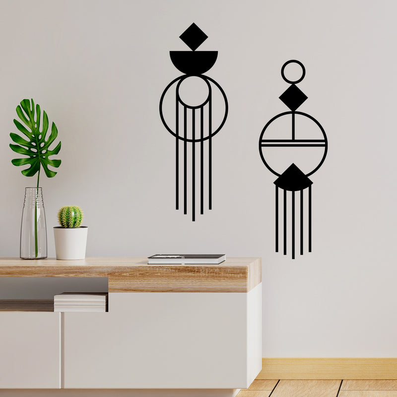 Vinyl Wall Art Decal - Geometric Abstract - Modern Minimal Figure Geometric Sticker For Home Office Bedroom Living Room Window Coffee Shop Decor 3