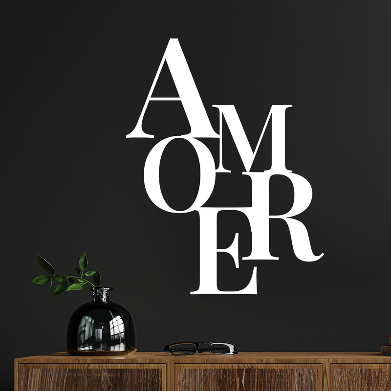 Vinyl Wall Art Decal - Amore -18" x 14" - Modern Cute Fun Inspirational Lovely Valentine's Design Sticker For Home Couples Bedroom Living Room Office School Coffee Shop Decor 2