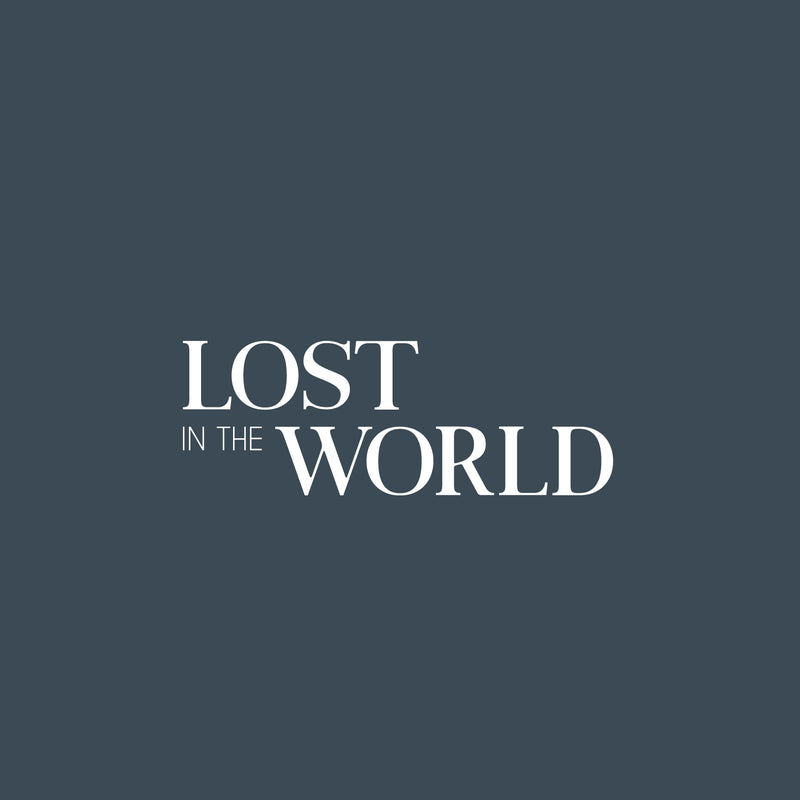 Vinyl Wall Art Decal - Lost In The World - 9" x 25" - Trendy Fun Motivational Optimistic Vibes Quote Sticker For Home Bedroom Living Room Office Coffee Shop Storefront Decor 1