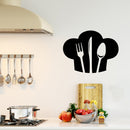 Vinyl Wall Art Decal - Fork Knife And Spoon - Modern Inspirational Kitchen Utensils Shape Sticker For Home Bedroom Family Room Dining Room Restaurant Decor 2