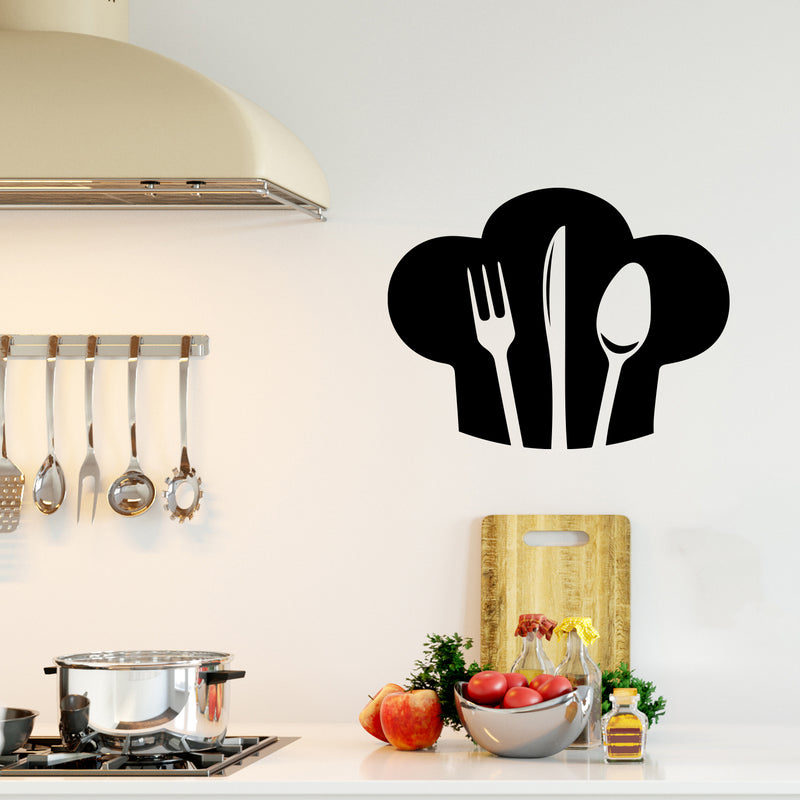 Vinyl Wall Art Decal - Fork; Knife And Spoon - 11" x 14" - Modern Inspirational Kitchen Utensils Shape Sticker For Home Bedroom Family Room Dining Room Restaurant Decor 2