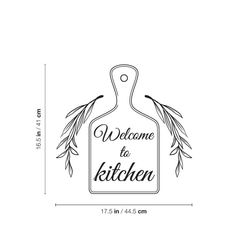 Vinyl Wall Art Decal - Welcome To Kitchen - 16. - Modern Inspirational Cutting Board Leaf Shape Sticker For Home Bedroom Family Room Dining Room Restaurant Decor 4