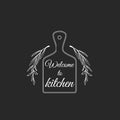 Vinyl Wall Art Decal - Welcome To Kitchen - 16.5" x 17.5" - Modern Inspirational Cutting Board Leaf Shape Sticker For Home Bedroom Family Room Dining Room Restaurant Decor 1