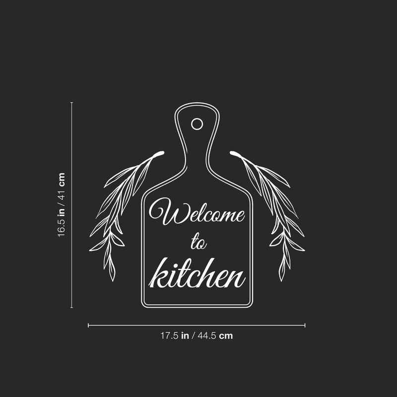 Vinyl Wall Art Decal - Welcome To Kitchen - 16.5" x 17.5" - Modern Inspirational Cutting Board Leaf Shape Sticker For Home Bedroom Family Room Dining Room Restaurant Decor 4