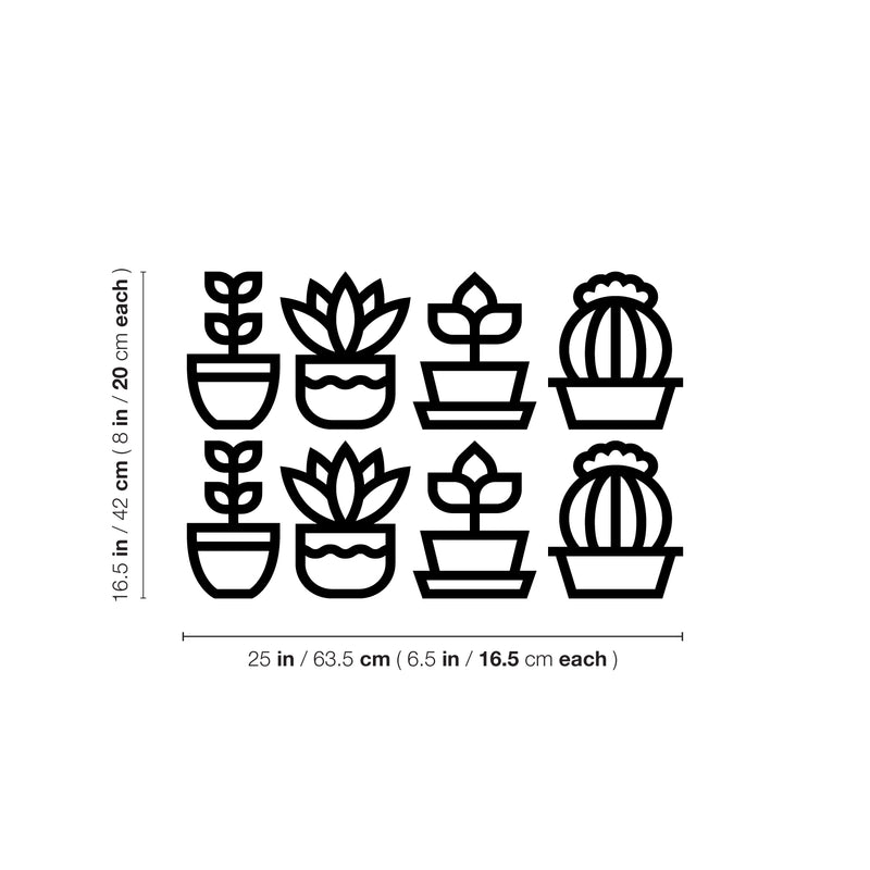 Vinyl Wall Art Decal - Line Plants - 16.5" x 25" - Trendy Inspirational Quote Succulents Design Sticker For Home Office Bedroom Living Room Indoor Garden Patio Decor 4