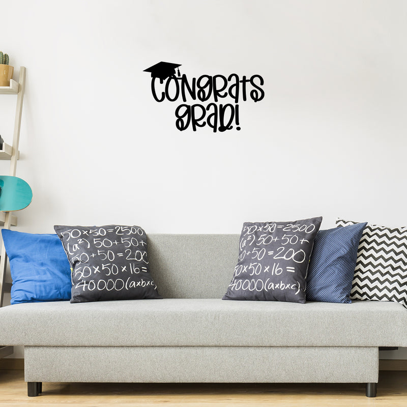 Vinyl Wall Art Decal - Congrats Grad - 17" x 30" - Modern Inspirational Educational Quote Sticker For Teacher Home School Prom Kids Room Work Office Classroom Decor 2