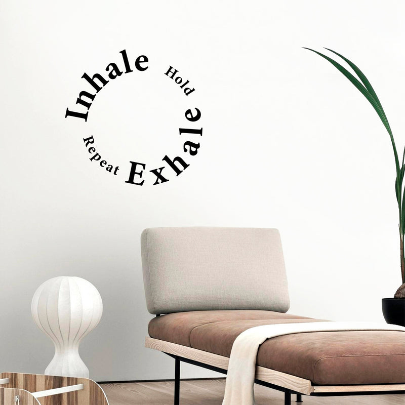 Vinyl Wall Art Decal - Inhale Hold Repeat Exhale - 15" x 15" - Modern Inspirational Positive Healthy Lifestyle Quote Sticker For Home Office Bedroom Living Room Decor 2