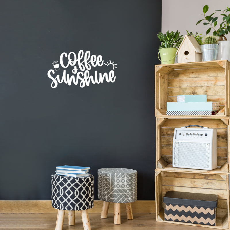 Vinyl Wall Art Decal - Coffee And Sunshine - 17" x 22" - Trendy Funny Caffeine Lovers Quote Sticker For Home Office Kitchenette Coffee Shop Storefront Decor 3