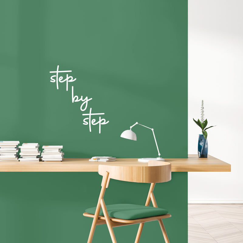 Vinyl Wall Art Decal - Step By Step - Trendy Cute Inspirational Positive Good Vibes Quote Sticker For Home Bedroom Closet Living Room Classroom Office Coffee Shop Decor 5