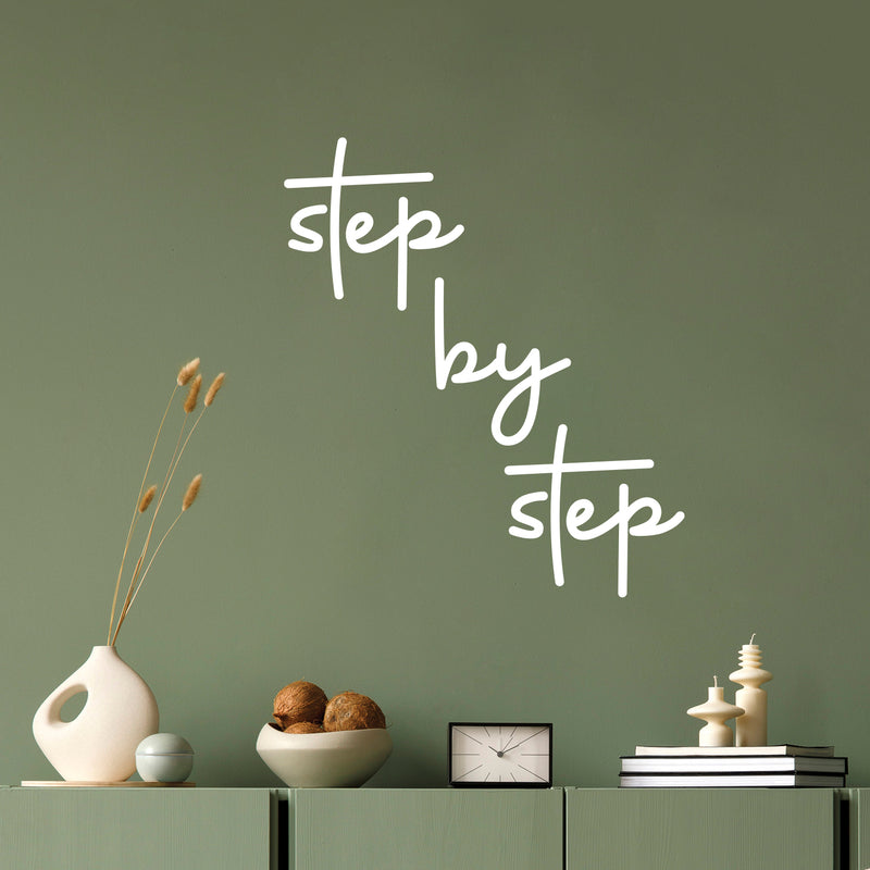 Vinyl Wall Art Decal - Step By Step - 14" x 12" - Trendy Cute Inspirational Positive Good Vibes Quote Sticker For Home Bedroom Closet Living Room Classroom Office Coffee Shop Decor 2