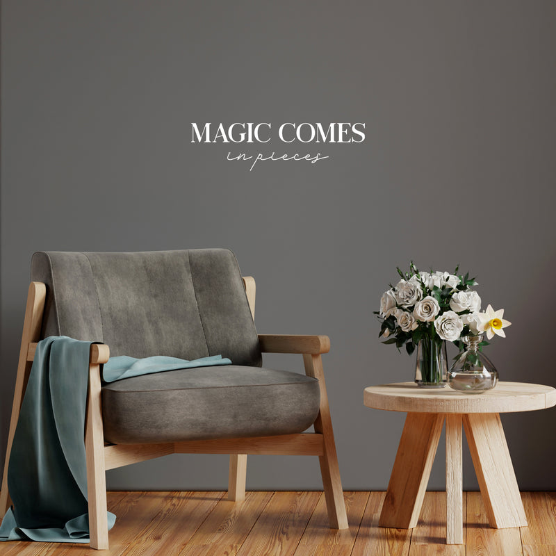 Vinyl Wall Art Decal - Magic Comes In Pieces - 7" x 25" - Modern Motivational Optimism Self Esteem Quote Sticker For Home Bedroom Living Room Work Office Decor 3