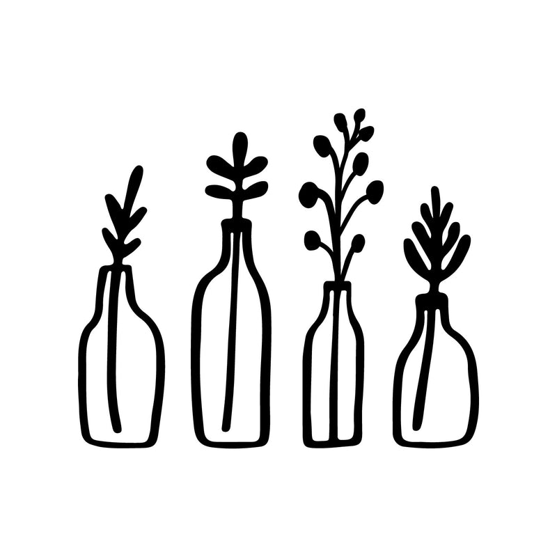 Vinyl Wall Art Decal - Glasses With Plants - 14" x 12" - Wild Plants Shapes Trendy Inspirational Sticker For Home Office Bedroom Living Room Wildflower Indoor Garden Patio Decor 1