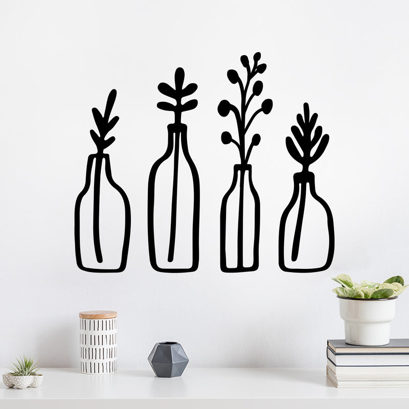 Vinyl Wall Art Decal - Glasses With Plants - Wild Plants Shapes Trendy Inspirational Sticker For Home Office Bedroom Living Room Wildflower Indoor Garden Patio Decor 3