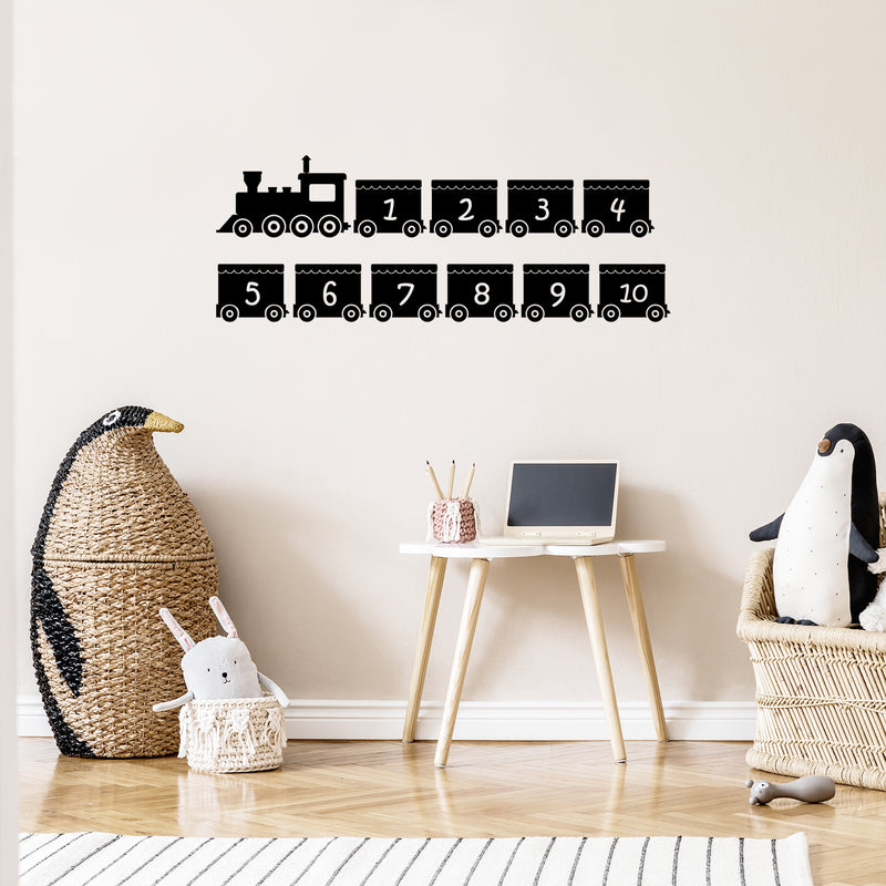 Vinyl Wall Art Decal - Train Numbers - 50" x 16" - Trendy Motivational Educational Back to School Design Sticker For Classroom Kids Room Home Kindergarten Funny Playroom Preschool Decor 2