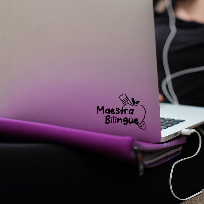 Vinyl Wall Art Decal - Maestra Bilingüe - Bilingual Teacher - Trendy Cute Mexican Quote Bumper Sticker For Car Window Coffee Mug Luggage Office Notebook Laptop Decor 3
