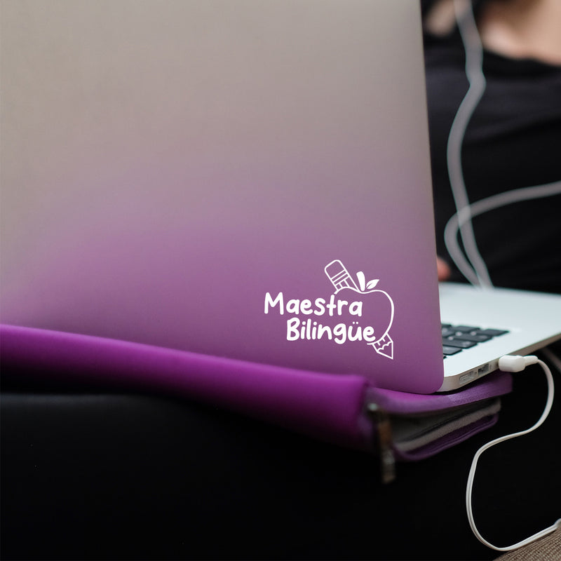 Vinyl Wall Art Decal - Maestra Bilingüe - Bilingual Teacher - 3" x 4" - Trendy Cute Mexican Quote Bumper Sticker For Car Window Coffee Mug Luggage Office Notebook Laptop Decor 2