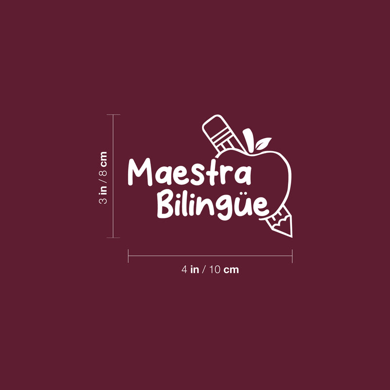 Vinyl Wall Art Decal - Maestra Bilingüe - Bilingual Teacher - 3" x 4" - Trendy Cute Mexican Quote Bumper Sticker For Car Window Coffee Mug Luggage Office Notebook Laptop Decor 4