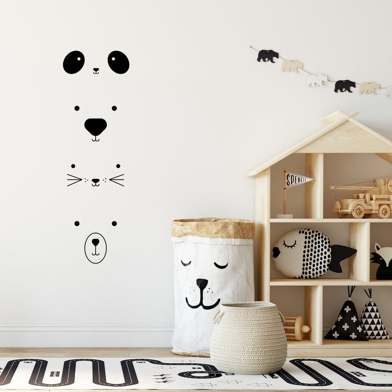 Vinyl Wall Art Decal - Animal Faces - Trendy Inspirational Cute Design Sticker For Children Bedroom Home Baby Nursery Daycare Kids Room Decor 2