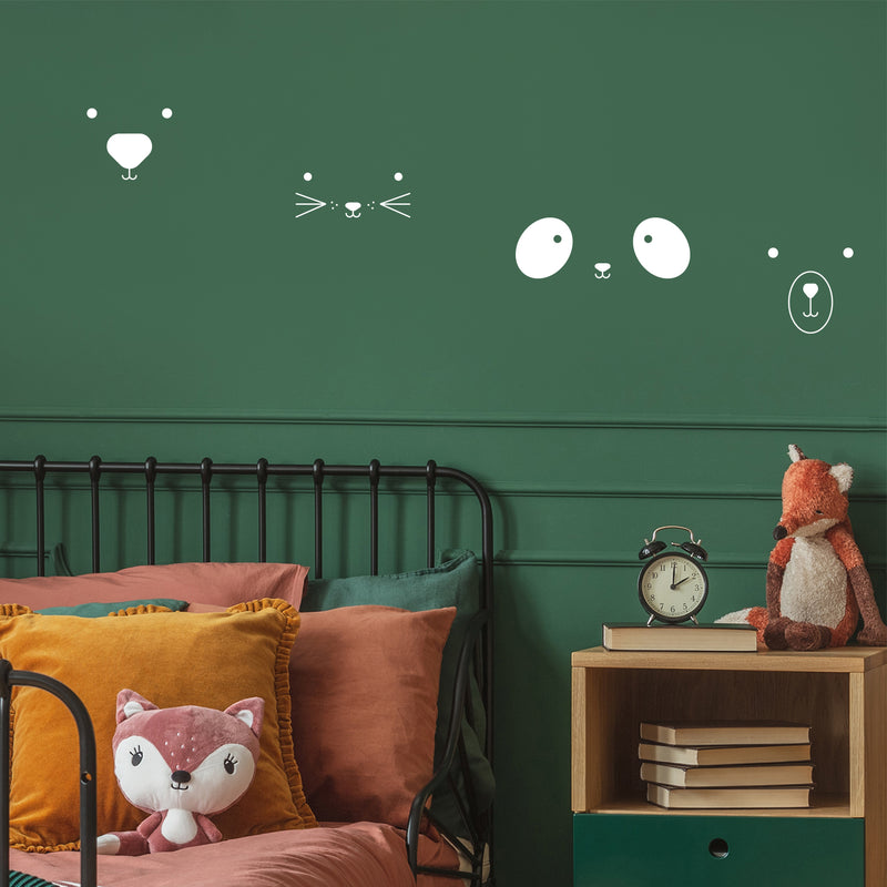 Vinyl Wall Art Decal - Animal Faces - 7" x 40" - Trendy Inspirational Cute Design Sticker For Children Bedroom Home Baby Nursery Daycare Kids Room Decor 2