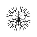 Vinyl Wall Art Decal - Line Sun - 16" x 16.5" - Peaceful Inspirational Espiritual Good Vibes Sticker For Home Office Bedroom Closet Living Room Window Decor 1