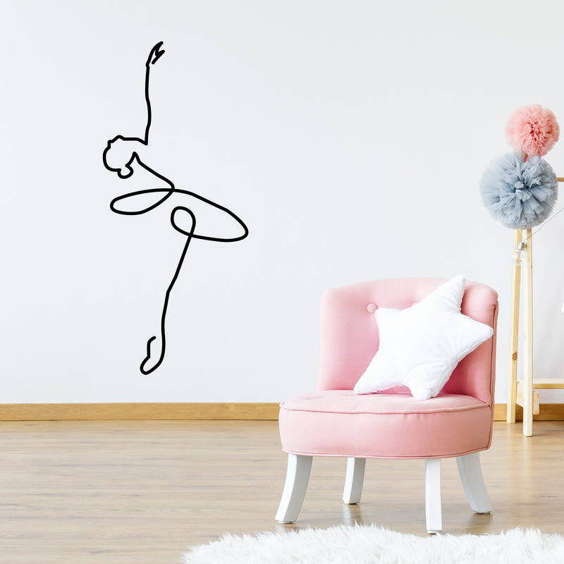 Vinyl Wall Art Decal - Ballerina Line - 27.5" x 12" - Trendy Fun Minimalistic Good Vibes Design Sticker For Home Girls Room Dancing Classroom Office  Dance Yoga Gym Center Decor 2