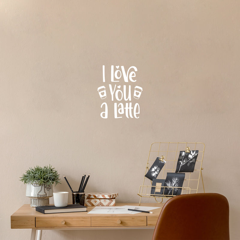 Vinyl Wall Art Decal - I Love You A Latte - 20" x 17" - Modern Inspirational Caffeine Lovers Quote Hearts Design Sticker For Home Office Kitchen Coffee Shop Restaurant Decor 2