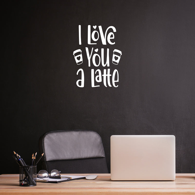 Vinyl Wall Art Decal - I Love You A Latte - 20" x 17" - Modern Inspirational Caffeine Lovers Quote Hearts Design Sticker For Home Office Kitchen Coffee Shop Restaurant Decor 3