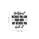 Vinyl Wall Art Decal - Workout Because You Love Your Body Not Because You Hate It - Trendy Positive Quote Sticker For Home Office CrossFit Gym Fitness Decor 4