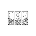 Vinyl Wall Art Decal - Moon Polaroid - - Modern Minimal Mountain At Night Adhesive Sticker For Home Office Living Room Bedroom Store Canvas Design Decor 1