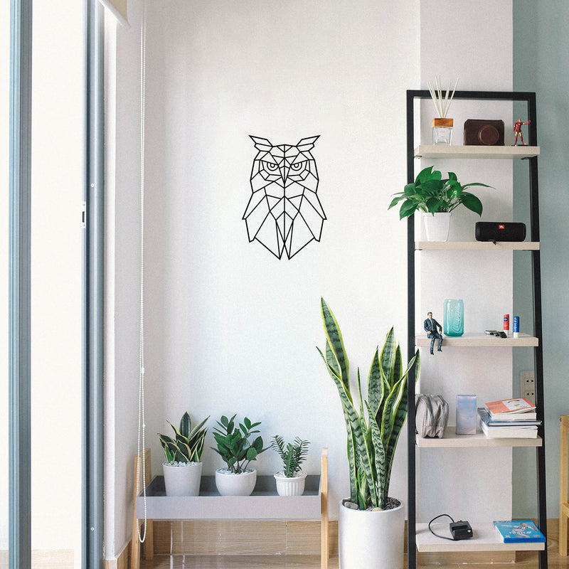 Vinyl Wall Art Decal - Geometric Owl - Modern Sticker Trendy Animal Figures Minimalist Design For Home Bedroom Living Room Work Office Store Decor 2