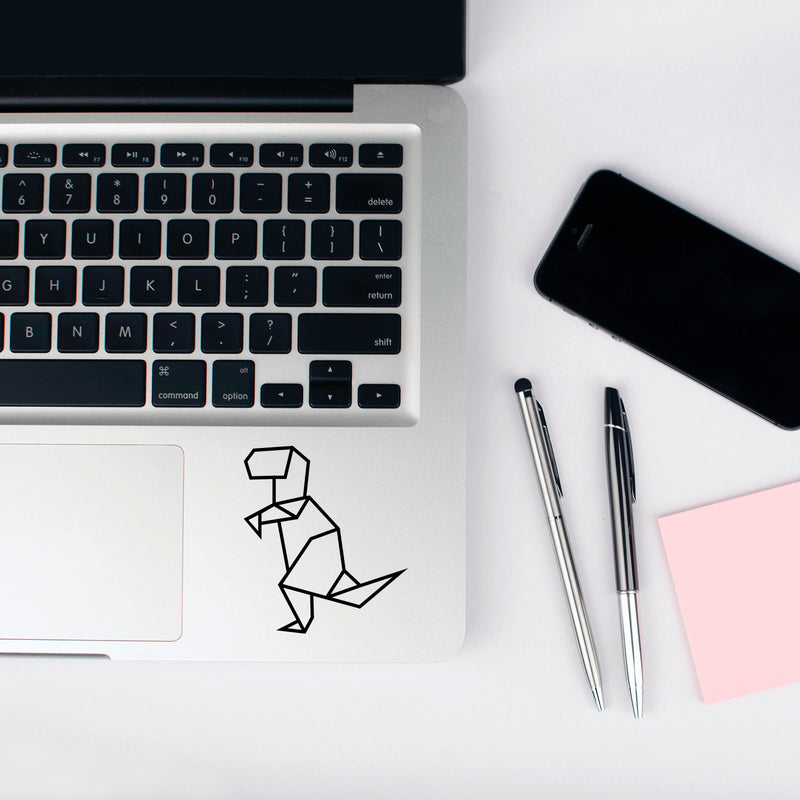 Vinyl Wall Art Decal - Geometric Dinosaur - 4" x 3.5" - Modern Minimalist Design Sticker For Bedroom Mirror Make Up Notebooks Laptops Mugs Thermos Car Bumpers Windows Decor 2