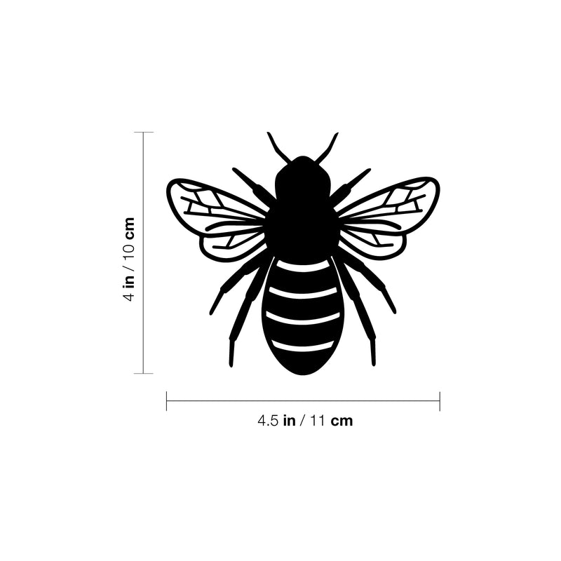 Vinyl Wall Art Decal - Bee - 4" x 4.5" - Modern Animal Design Sticker For Bedroom Mirror Make Up Notebooks Laptops Mugs Thermos Car Bumpers Windows Decor 4