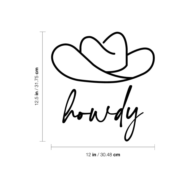 Vinyl Wall Art Decal - Howdy - 12.5" x 12" - Trendy Funny Cool Cowboy Hat Design Quote Sticker For Home Kids Room Living Room Playroom Daycare Nursery School Decor 4