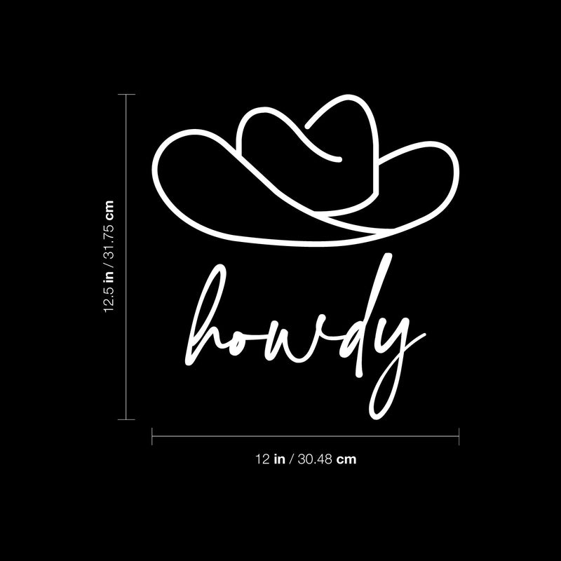 Vinyl Wall Art Decal - Howdy - 12.5" x 12" - Trendy Funny Cool Cowboy Hat Design Quote Sticker For Home Kids Room Living Room Playroom Daycare Nursery School Decor 4