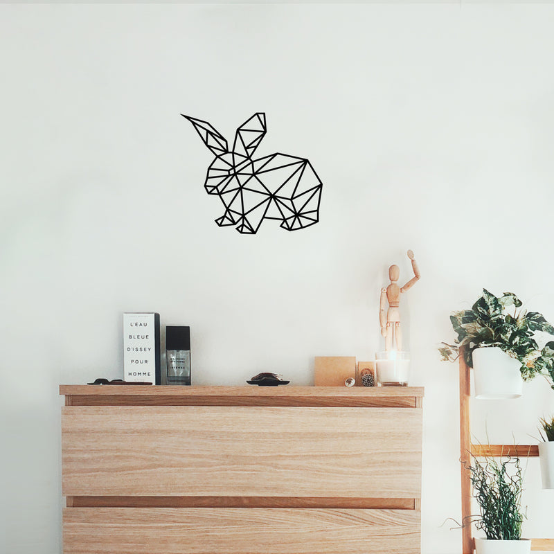 Vinyl Wall Art Decal - Geometric Bunny - Modern Sticker Trendy Animal Figures Minimalist Design For Home Bedroom Living Room Work Office Store Decor 2