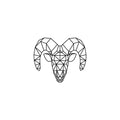 Vinyl Wall Art Decal - Geometric Widder - Modern Sticker Trendy Animal Figures Minimalist Design For Home Bedroom Living Room Work Office Store Decor 1