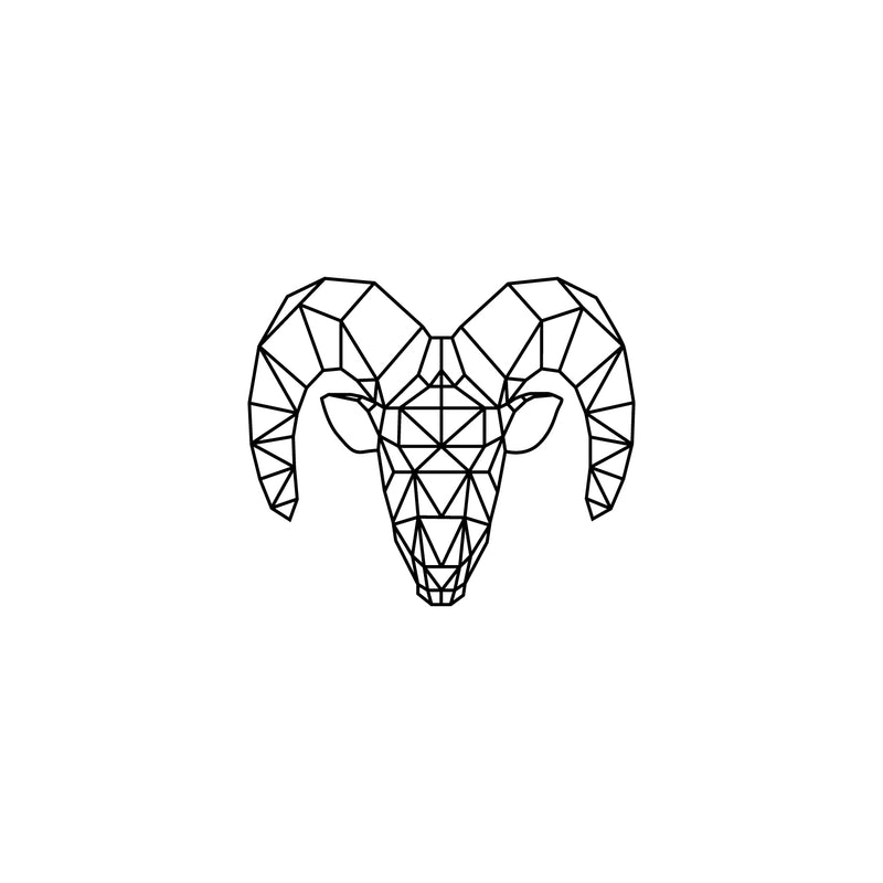 Vinyl Wall Art Decal - Geometric Widder - Modern Sticker Trendy Animal Figures Minimalist Design For Home Bedroom Living Room Work Office Store Decor 1