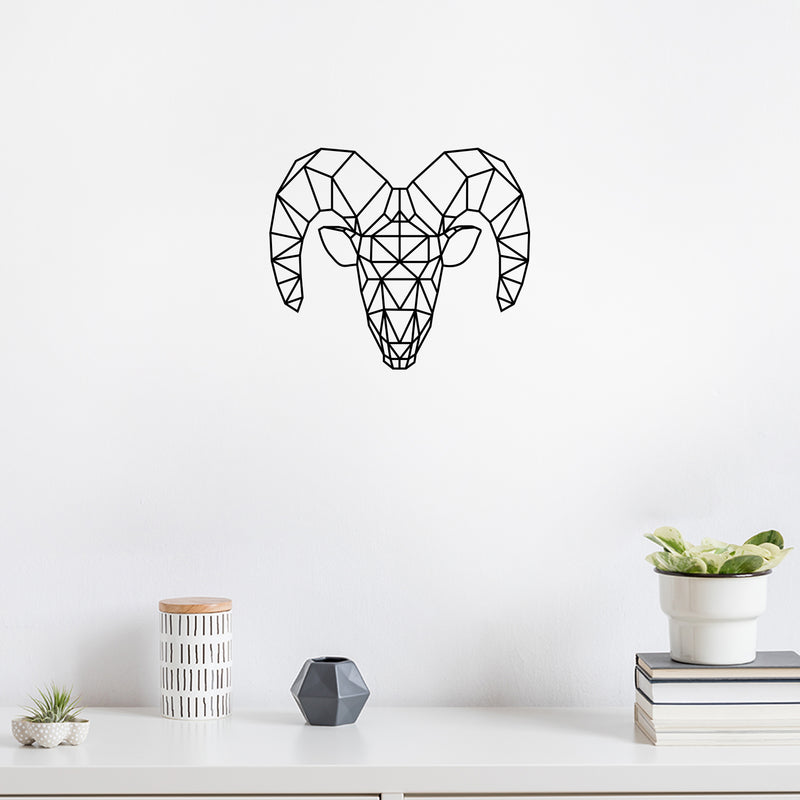 Vinyl Wall Art Decal - Geometric Widder - Modern Sticker Trendy Animal Figures Minimalist Design For Home Bedroom Living Room Work Office Store Decor 2